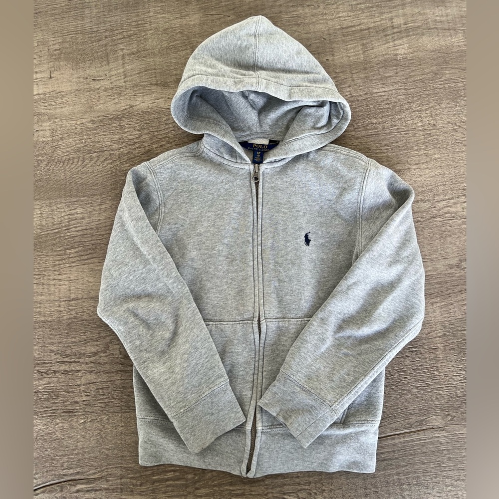 POLO ralph lauren gray sweatshirt hoodie size 8 kids